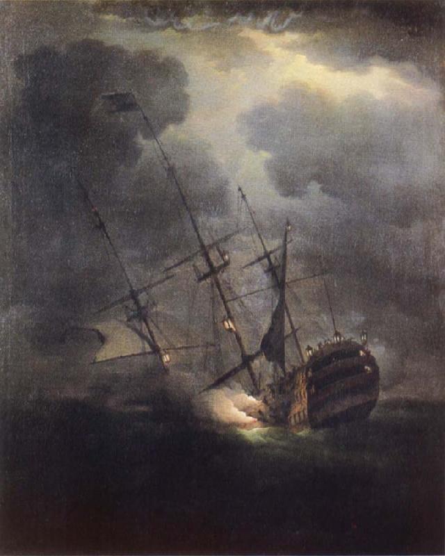 Monamy, Peter The Loss of H.M.S. Victory in a gale on 4 October 1744 France oil painting art